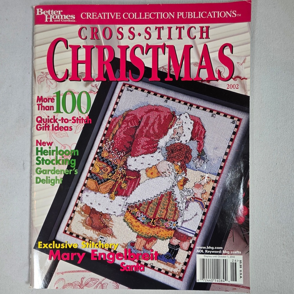 2002 Better Homes Gardens Cross Stitch Christmas Mary Engelbreit Santa OOP Craft